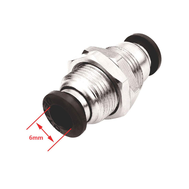 [Australia - AusPower] - Beduan Pneumatic Plastic Bulkhead Union Fitting 6mm Tube OD x 6mm Tube OD Push to Connect Air Fitting (Pack of 5) 6mm Tube OD (5 PCS) 