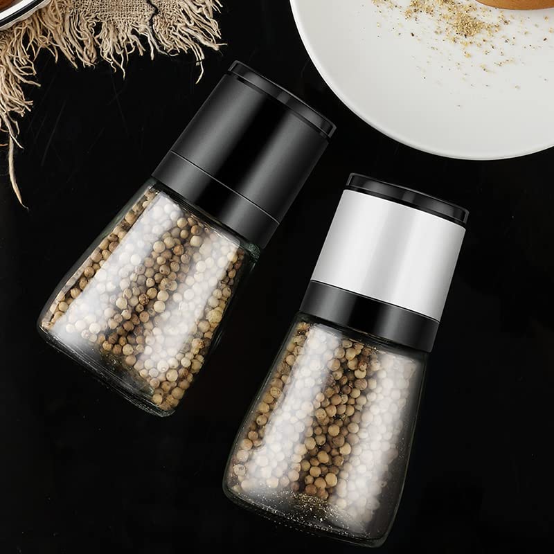 [Australia - AusPower] - 2 Pack Professional Salt and Pepper Grinder Set Premium Stainless Steel Salt and Pepper Muller Shakers Mill Spice Storage jar 