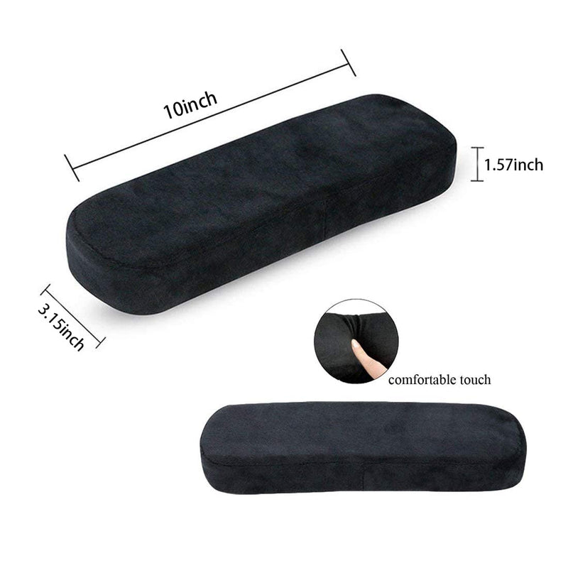 [Australia - AusPower] - 2 Pack Office Chair Armrest Pads Covers with Memory Foam Elbow Pillow for Forearm Pressure Relief, Black Arm Rest Covers for Office Chairs, Wheelchair, Comfy Gaming Chair 
