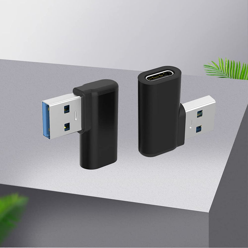 [Australia - AusPower] - USB C Female to USB A Male Adapter Right Angle, USB C to USB 3.0 Adapter, 90 Degree USB C to USB Adapter, USB Type C to USB Coverter Sync & Charging Adapter for USB C Cable, Hubs, 2Pack 