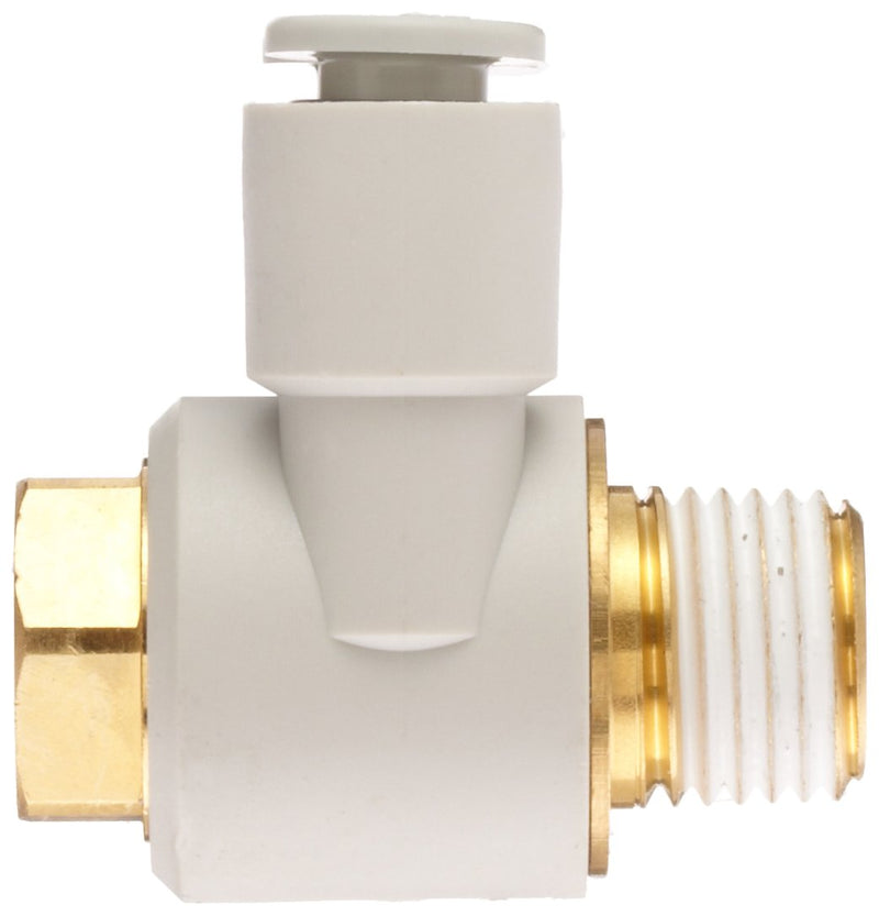 [Australia - AusPower] - SMC KQ2Z06-01AS PBT & Brass Push-to-Connect Tube Fitting with Sealant, Branch Universal Elbow, 6 mm Tube OD x 1/8" BSPT Male 