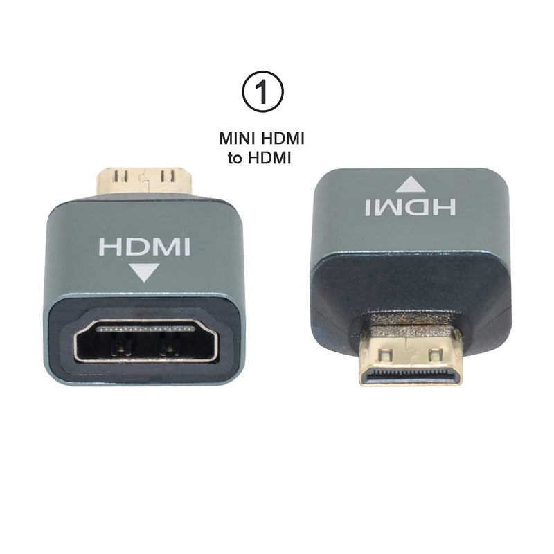 [Australia - AusPower] - Cablecc 3pcs/Set Micro & Mini HDMI to HDMI-Compatible 1.4 Female 2-in-1 Combo Adapter 4K@60hz Combo HDMI Adapter x3 