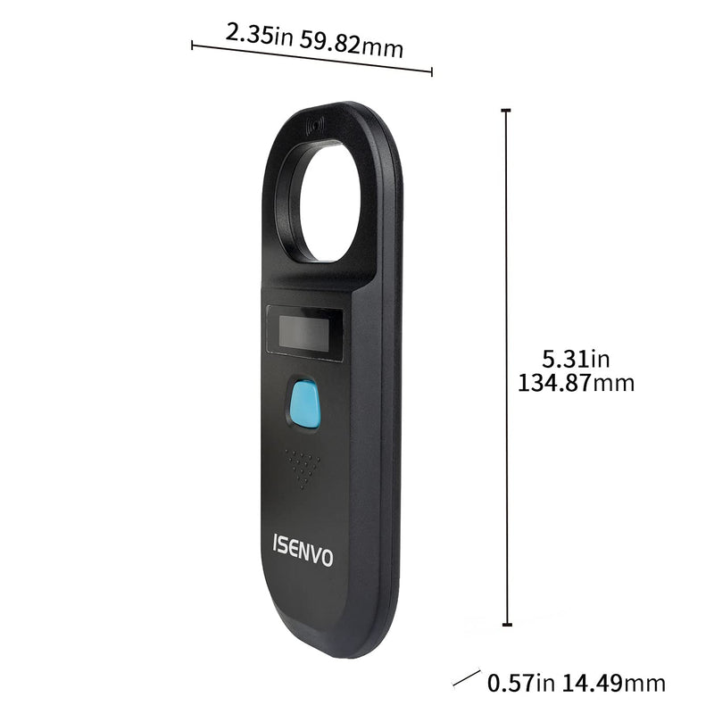 [Australia - AusPower] - ISENVO Pet Microchip Scanner Rechargeable RFID EMID Micro Chip Reader Scanner 134.2kHz 125kHz 15 Digits Pet Chip ID Scanner for Animal/Pets/Pigs/Dogs/Cats (190A) 