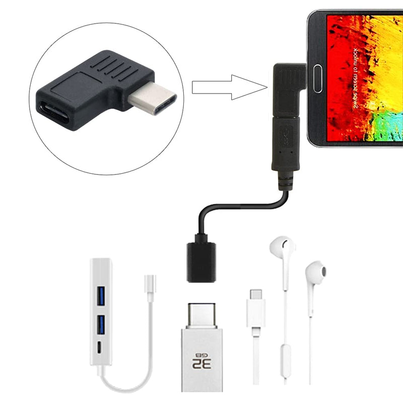 [Australia - AusPower] - NFHK 90 Degree Right & Left Angled USB 3.1 Type-C Male to Female Extension Adapter for Laptop & Tablet & Mobile Phone 