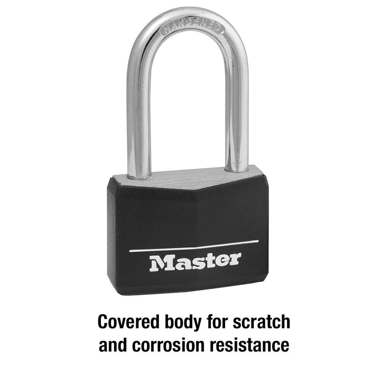 [Australia - AusPower] - Master Lock 141DLF Covered Aluminum Padlock with Key, Black One Pack 