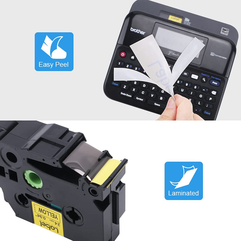 [Australia - AusPower] - Label KINGDOM Compatible Yellow Label Tape Replacement for Brother TZe-651 TZ-651 (Black on Yellow) Laminated P Touch Label Maker Tape, for PT-D600 PT-D600VP Label Maker, 24mm 0.94 Inch, 3-Pack 24mm(1 inch) 