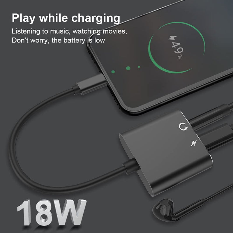 [Australia - AusPower] - MOSWAG 2in1 USB C to 3.5mm Audio Adapter with Type C PD 18W Charging for Audio Stereo USB C to 3.5mm Headphone Jack Adapter Compatible with Samsung S20 S20 Ultra/Google Pixel 5 4 4 XL 3 3 XL 