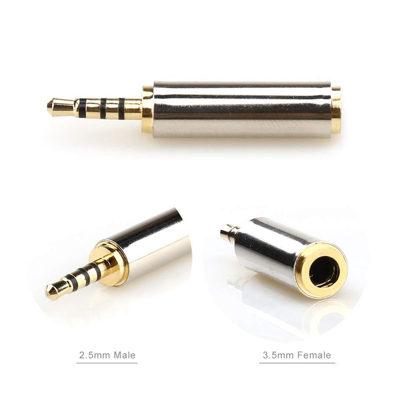 [Australia - AusPower] - LEOU New 2.5mm Male to 3.5mm Female Audio Headphone Adapter 2 PCS (2.5M-3.5F-2PCS) 