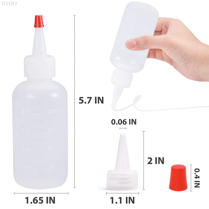 [Australia - AusPower] - Plastic Squeeze Bottles with Caps - 12Pcs Plastic Condiment Squeeze Bottles with Red Tip Squeeze Bottle Caps - Squeeze Bottles 4 OZ Ketchup Bottles Squeeze Bottles for Sauces, Arts and Crafts 12 