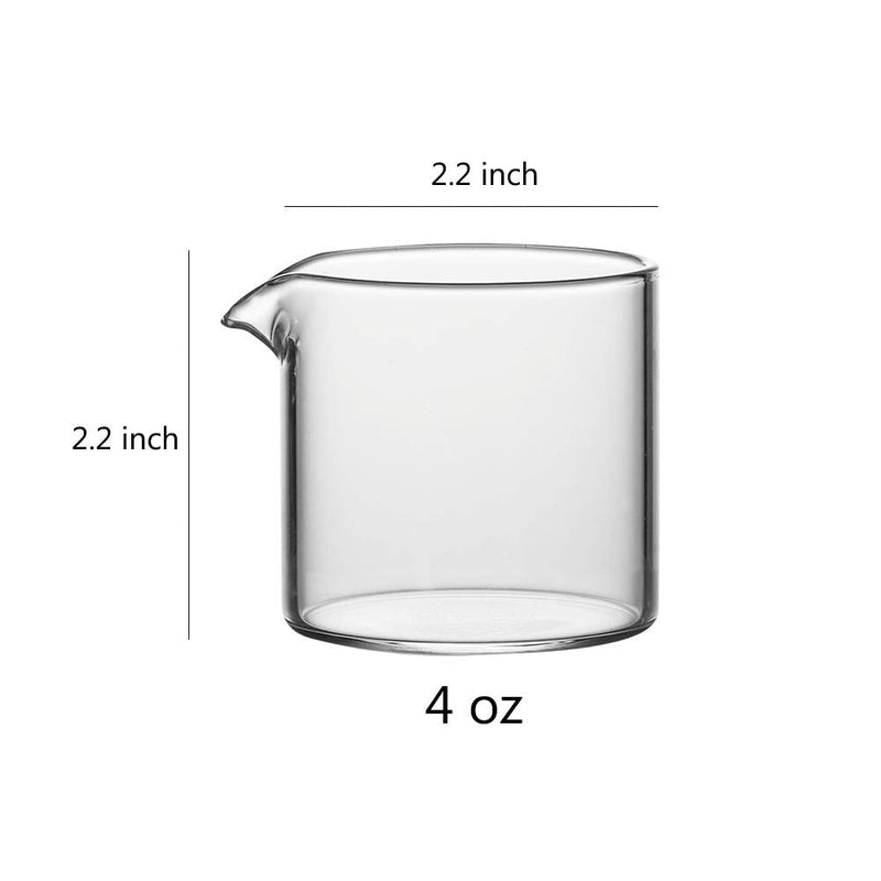 [Australia - AusPower] - Sizikato 2pcs Transparent Glass Creamer, 4oz Mini Coffee Milk Creamer Pitcher. No handle 