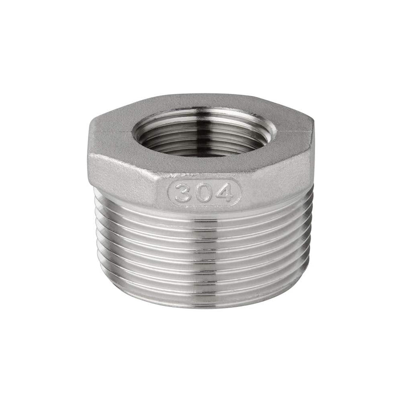 [Australia - AusPower] - Quickun Stainless Steel Reducing Hex Bushing, 1/2" Male NPT to 3/8" Female NPT, Reducer Bushing Pipe Hose Fitting 1/2" x 3/8" 