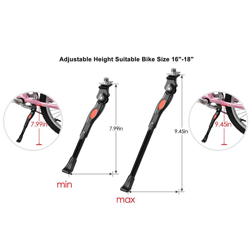 [Australia - AusPower] - Cyfie Bike Kickstand for 16 18 inch Kids Bicycle Kickstand Adjustable Center Mount Aluminum Alloy Kick Stand Rest for 16" 18" Mountain Bike Road Bicycle (For 16-18 inch bike Wheel) 