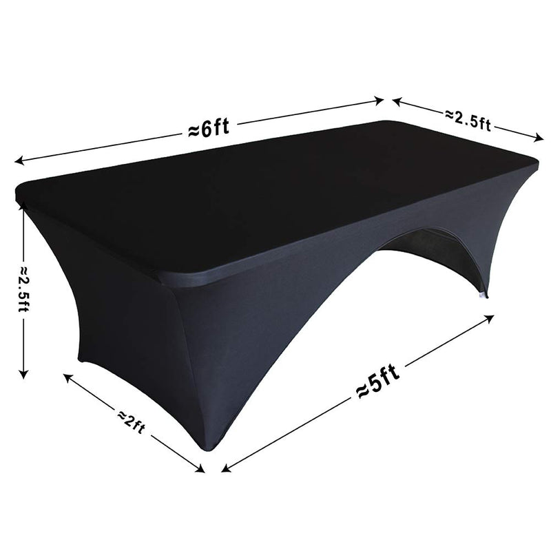 [Australia - AusPower] - Eurmax USA Spandex Table Cover 6 ft. Fitted 30+ Colors Polyester Tablecloth Stretch Spandex Table Cover-Table Toppers,6 FT Table Cover Open Back（6Ft,Black） Black 