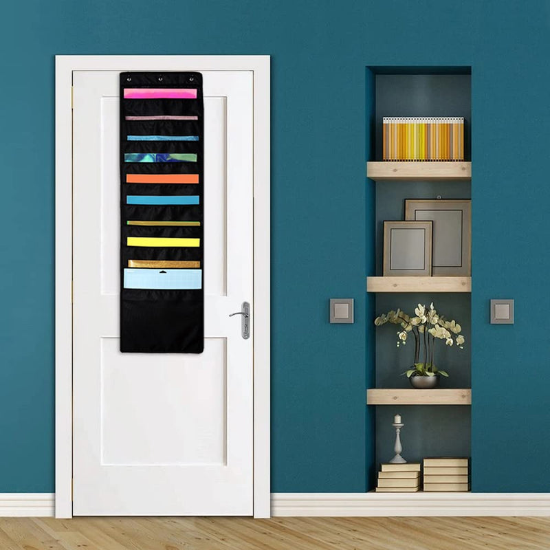 [Australia - AusPower] - ZENXUS Hanging Organizer, 12x12 Paper Storage, Deep Pocket Vinyl Holder, for Cardstock, Scrapbook, Craft Paper, 3 Door Hooks Included 10 Pocket x1 