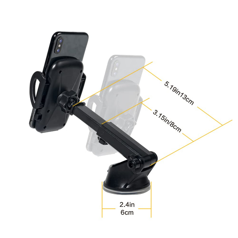 [Australia - AusPower] - Banseko Car Phone Holder Mount, Universal Cell Phone Holder for Car Dashboard ,Auto Windshield ,Car A/C Air Vent,with Adjustable Long Arm and Powerful Suction Cup 