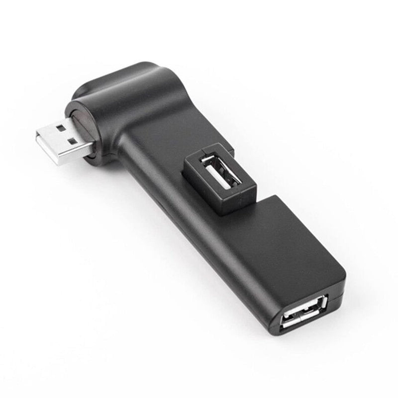 [Australia - AusPower] - Faoyliye Mini USB 2.0 Hub 4 Port USB Hub,[90°/180° Degree Rotatable] USB Hub USB Extension for Mouse, Keyboard, Hard Drive or More USB Devices - Black USB2.0 