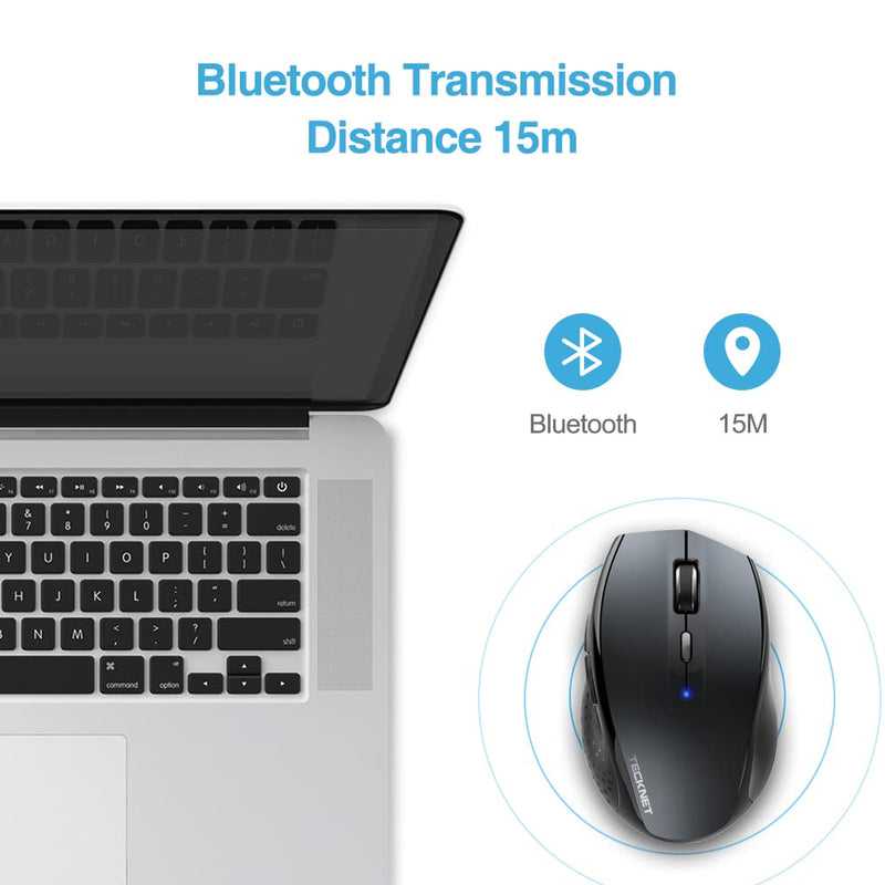 [Australia - AusPower] - TECKNET Bluetooth Wireless Mouse, 6 Adjustable DPI Levels, 24-Month Battery Life, 6 Buttons Compatible for Ipad Pro/Laptop/Surface Pro/Windows Computer /Chromebook-Grey Grey 
