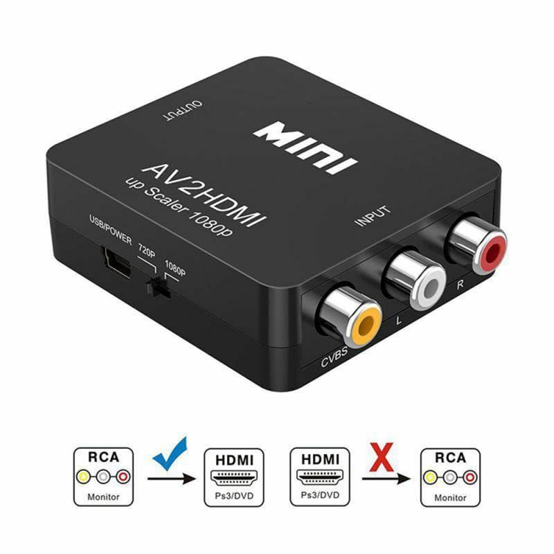[Australia - AusPower] - FANTIA RCA to HDMI, AV to HDMI Converter, 1080P 4k Video Audio TV 3 RCA CVBS HDMI with USB Charging Cable 