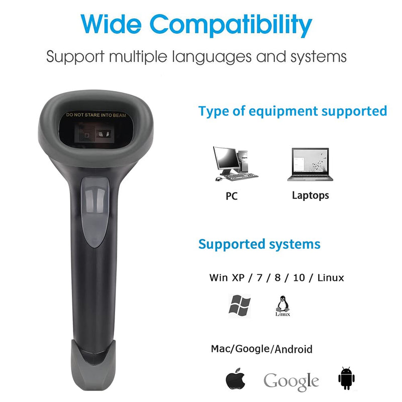 [Australia - AusPower] - 1D Wireless Bar Code Scanner for Screen Payment, 328 Feet Transmission Distance UNIDEEPLY 2 in 1 (Wireless & USB Wired) Automatic Barcode Reader Handheld USB Receiver for Store, Supermarket, Warehouse 