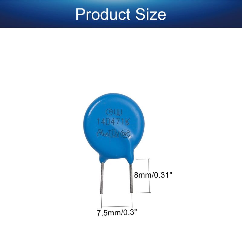 [Australia - AusPower] - Fielect 20Pcs Voltage Dependent Resistors AC 300V 14D471K/F7.5 Radial Lead Disc Varistors 20Pcs 14D471K 300V 8mm 