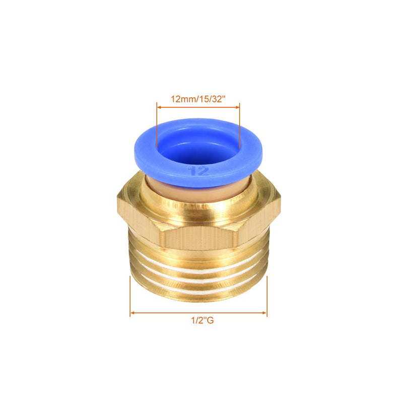 [Australia - AusPower] - uxcell Straight Pneumatic Push to Quick Connect Fittings G1/2 Male x 12mm Tube OD 5pcs 