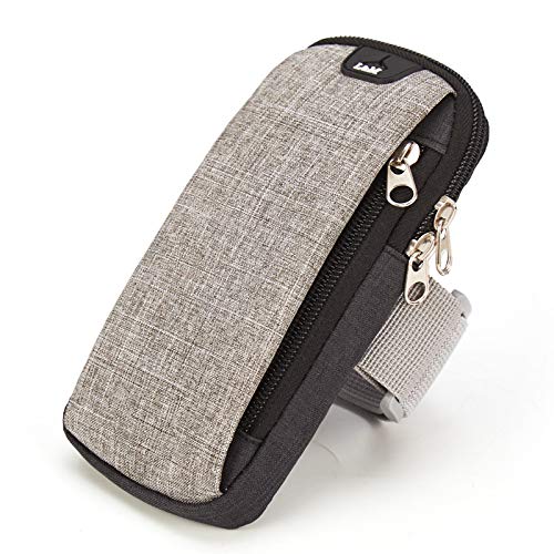 [Australia - AusPower] - Water Resistant Sport Cellphone Armband Case for iPhone Xs Max/iPhone 8 Plus, LG G7 | G8 | G6 Plus | V35 Running Phone Wristband Wallet for Motorola Moto Z3 | Z3 Play | Z4 Play | G6 Plus (Grey) Grey 