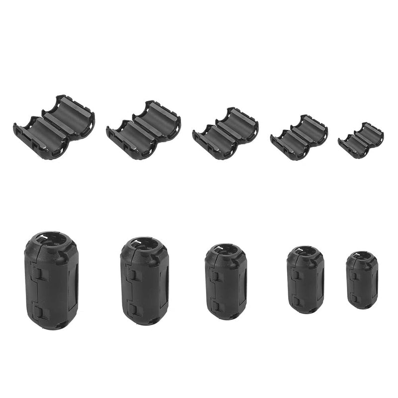 [Australia - AusPower] - Ceedmon 20 Pieces Clip-on Ferrite Ring Core RFI EMI Noise Suppressor Cable Clip for 3mm/5mm/7mm/9mm/13mm Diameter Cable, Black 