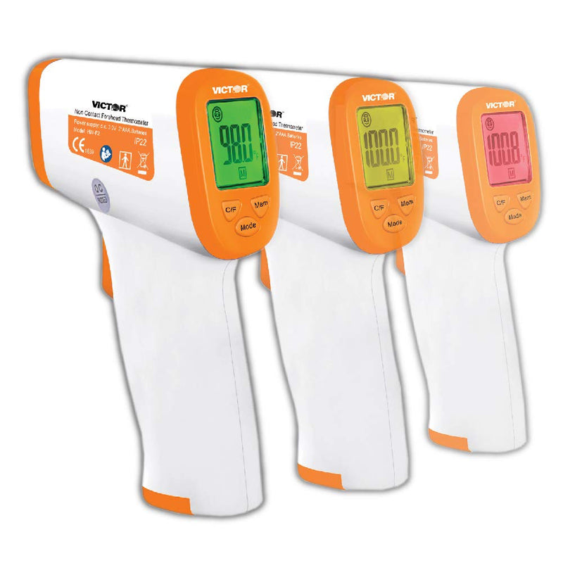 [Australia - AusPower] - Victor T9000 Non-Contact Digital Infrared Forehead and Wrist Thermometer, for Adults and Kids, White/Orange 