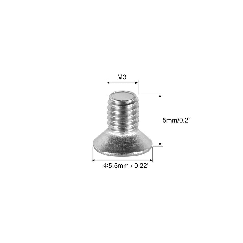 [Australia - AusPower] - uxcell M3x5mm Flat Head Machine Screws, Phillips Cross Screw, 304 Stainless Steel, Fasteners Bolts 50Pcs 