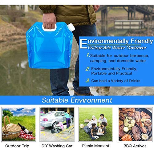 [Australia - AusPower] - Hakkin Collapsible Water Tank Container 4 Pack 1.3 Gallon/5L, No-Leak Freezable Portable BPA Free Food Grade Plastic Storage Jug for Camping, Hiking, Travel, Emergency Survival Kit Bonus 2 Pcs Caps 4 Pack 5L 