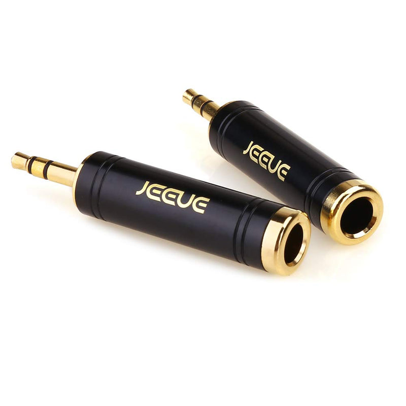 [Australia - AusPower] - 2PCS 1/4" to 3.5mm Headphones Adapter for Audio Connector Cable, Upgrade JEEUE 3.5mm Male TRS to 6.35mm Female Socket Stereo Pure Copper Jack Adaptor Bring You Professional Sound (Fashion Black) 