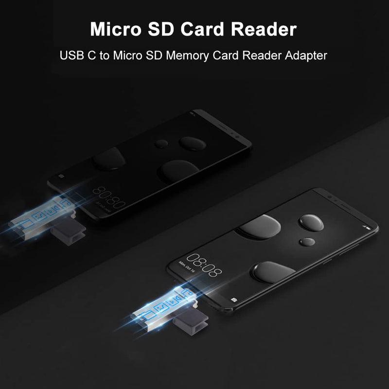[Australia - AusPower] - Micro SD Card Reader, BorlterClamp USB C SD Card Reader, USB C to Micro SD Memory Card Reader Adapter, Compatible with MacBook, Laptops, Galaxy Phones and More 