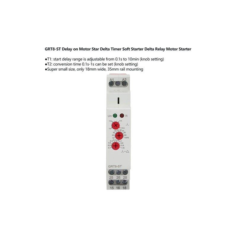 [Australia - AusPower] - Star Delta Timer Soft Starter, Timer Delay Relay Motor Starter, for Star Delta Motor Start Control (AC/DC12V~240V) AC/DC12V~240V 