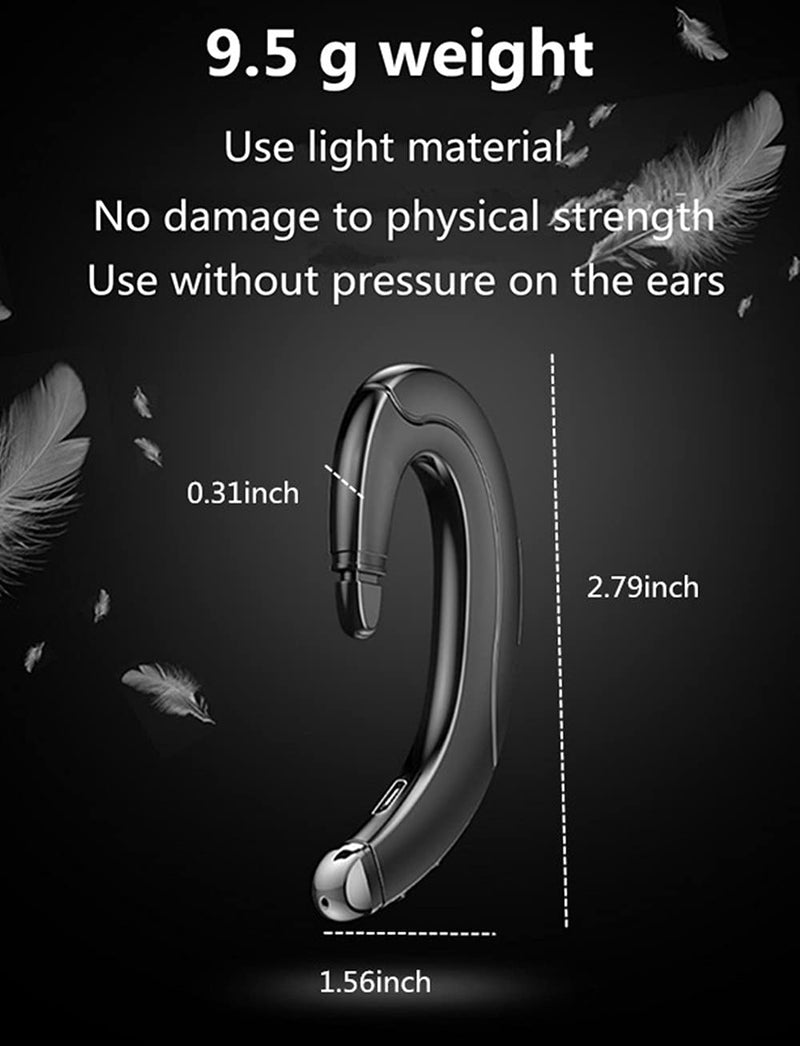 [Australia - AusPower] - Wireless Bluetooth Headphone, Painless Wearing Headset with Mic for Cell Phone, Non Ear Plug Non Bone Conduction Ear Hook Earbuds, Lightweight, Waterproof Earpiece for Business/Office/Sports (Black) 