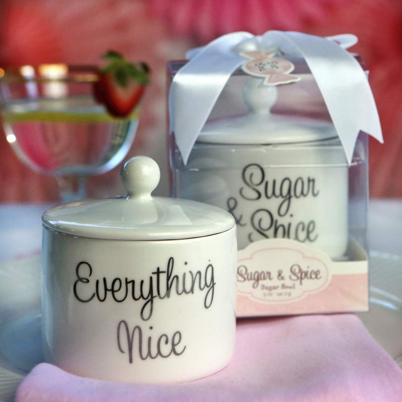[Australia - AusPower] - Kate Aspen Ceramic Sugar Bowl, Spice and Everything Nice, White one size White & Silver 
