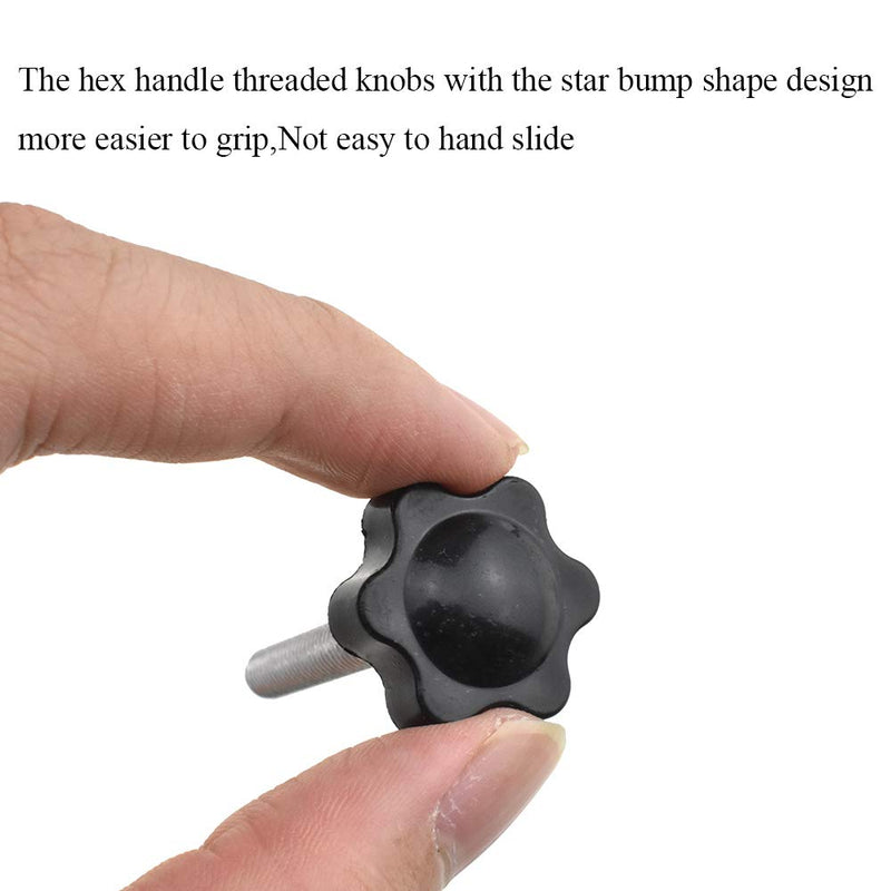 [Australia - AusPower] - HAHIYO Hex Handle Threaded Knobs Star Bump Shape M6 40mm Screw Length 25mm Head Diameter Clamping Handgrip Nut Screw Combined Tightly Solid Plum No Tool Needed for Table Stand Deck Plastic 2pcs M6*40#25-2Pcs 