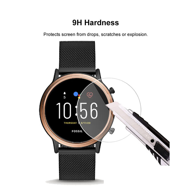 [Australia - AusPower] - (4 Pack) For Fossil Gen 5 Smartwatch Julianna HR Tempered Glass Screen Protector, HD Clear, Anti Scratch, Bubble Free, 9H Hardness, Case Friendly. 