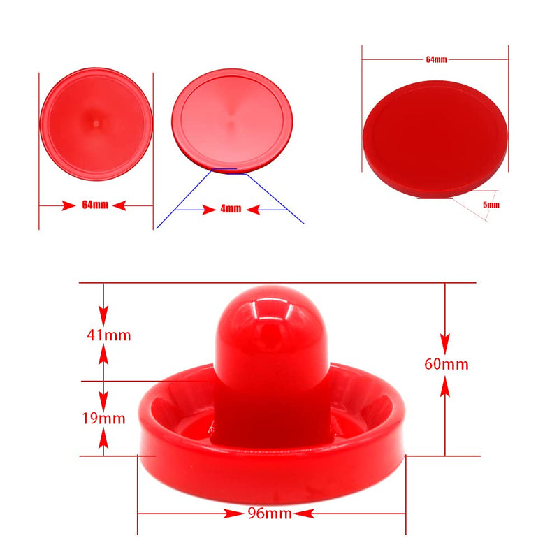 [Australia - AusPower] - BQSPT Air Hockey Pucks and Paddles,Air Hockey Pushers and Pucks,Goal Handles Paddles Replacement Accessories for Game Tables (4 Striker 96mm with Pads, 8 Pucks 64mm Thick and Thin) 