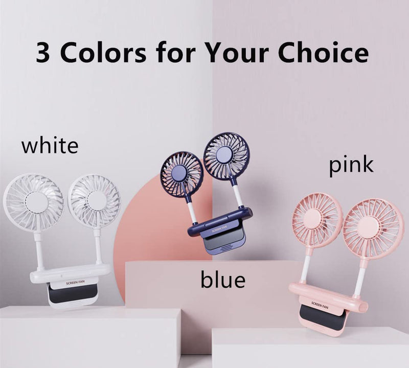 [Australia - AusPower] - Desktop Fan, THRRLY Monitor Clip on Fan with 2 Fan Heads, 3 Speeds Office Desk fan USB Powered Cooling Fan with Sturdy Adjustable Clamp, Strong Wind Quiet Personal USB Small Fan for Laptops, Desktop. Dark Blue 