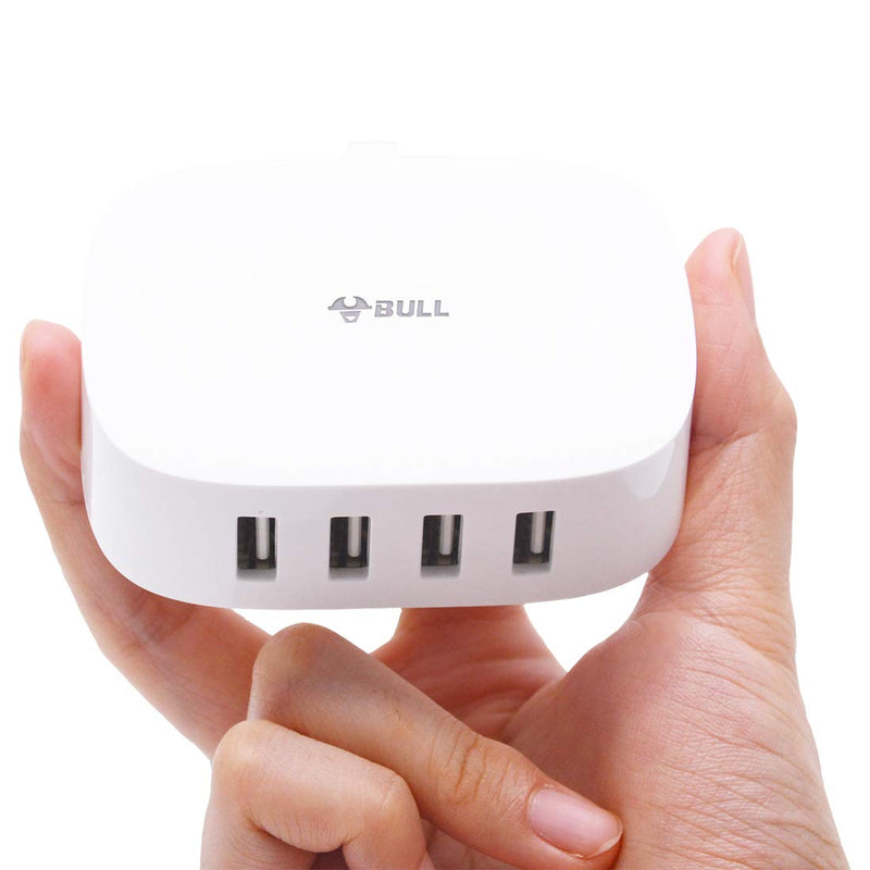 [Australia - AusPower] - USB Charging Station, BULL Multiple USB Charger 4 Port Wall Charger, Desktop Hub Charger Station with Auto Detect Technology, Multi Ports USB Charger Station for Phone and Tablet and More 