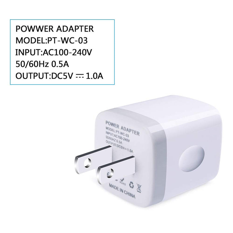 [Australia - AusPower] - Charger Block for iPhone, USB Cube, Charging Brick, NonoUV 3-Pack Single Port Wall Charger 1A/5V Charger Box USB Power Adapter Plug for iPhone 13 12 11 Pro Max/XR/XS Max/8/7/6/6S Plus, iPad, Samsung White 