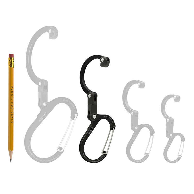 [Australia - AusPower] - HEROCLIP Carabiner Clip and Hook (Medium) for Camping, Backpack, and Garage Medium Black 