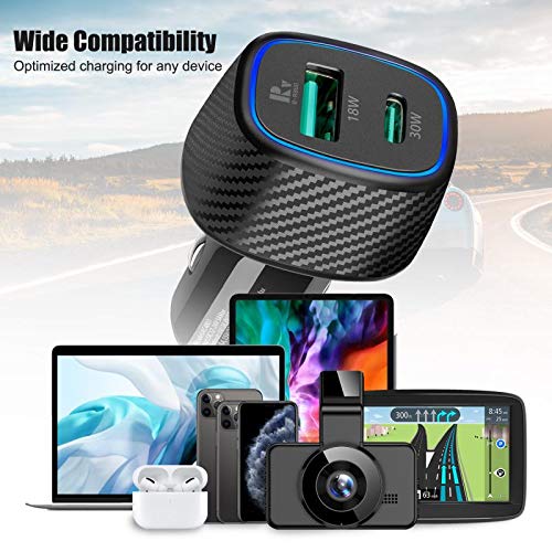 [Australia - AusPower] - USB C Car Charger, 30W USB C &18W QC3.0,Total 48W Output,Compatible with Laptop(with Type-C Charger Port), Apple MagSafe Charger,iPhone,ipad,MacBook, Samsung&Google Pixel Phone and More 
