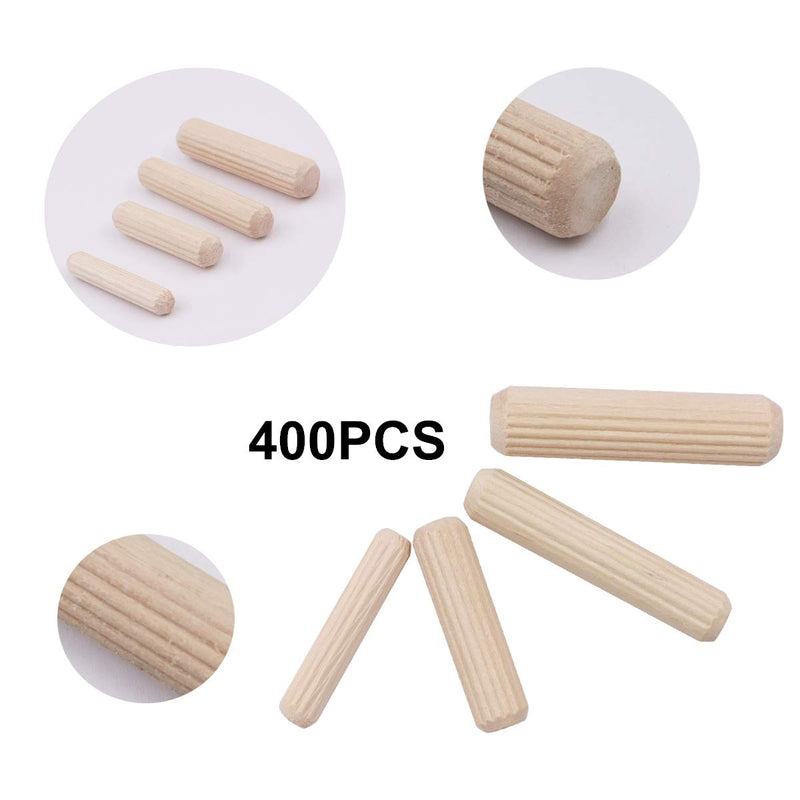 [Australia - AusPower] - smseace 400PCS Straight Groove Wooden Dowel Pins with Tapered End with Bevel Angle, 1/4 "5/16" 3/8 "(6mm, 8mm, 10mm) Wooden Dowel Pins, Used for Crafts, Furniture, DIY Manual, Etc.E-014-4S Mixed Loading400PCS 