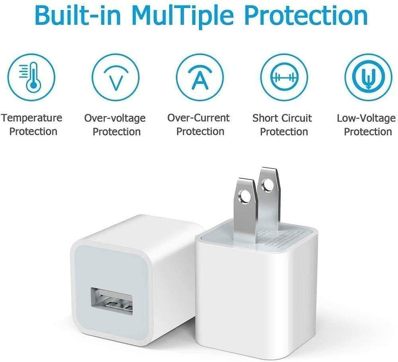 [Australia - AusPower] - [Apple MFi Certified] iPhone Charger, esbeecables 2Pack USB Rapid Wall Charger Travel Plug & 2Pack Lightning to USB Fast Charging Data Sync Transfer Cord Compatible with iPhone 13/12/11/XS/XR/X 8/iPad 