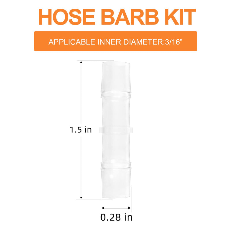 [Australia - AusPower] - GASHER 20PCS Plastic Hose Barb Reducer 3/16"barb x 3/16" barb Joint Splicer Mender Fitting Union for Fuel/AIR/Lquid/Gas 3/16" barb x 3/16“ barb 
