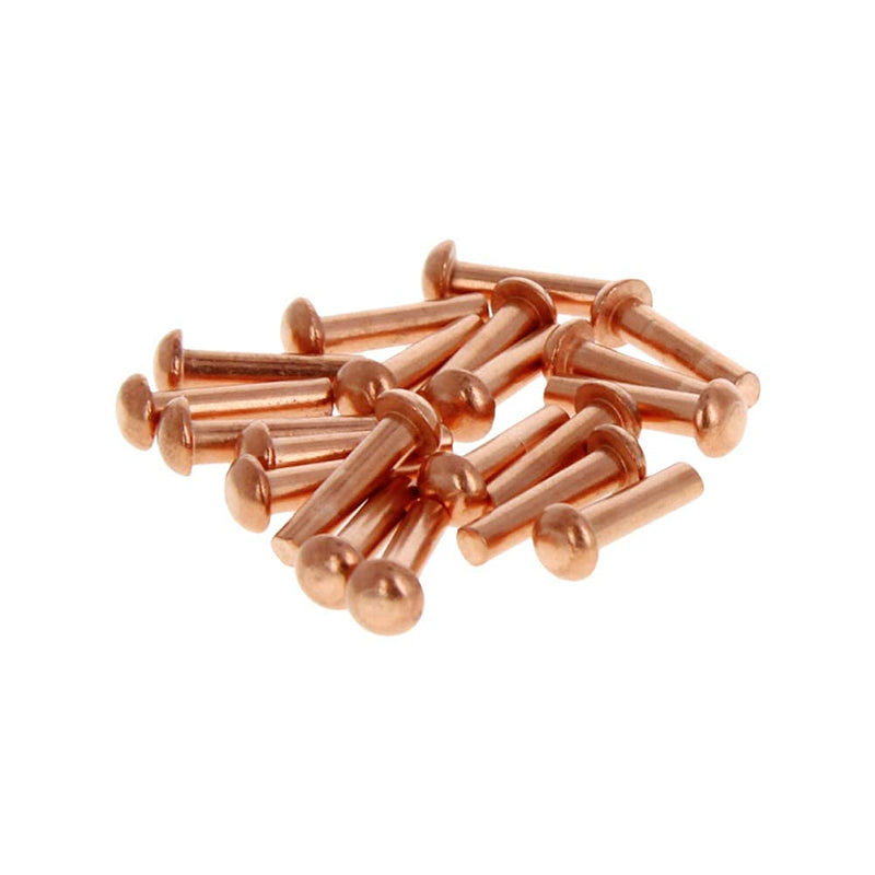 [Australia - AusPower] - MroMax 50Pcs M3 Round Head Copper Solid Rivets Fastener 0.12" Dia x 0.47" Length for Electrical Applications Copper Finish Copper Tone Copper 3*12 