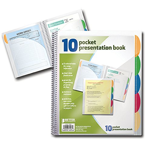 [Australia - AusPower] - Better Office Products 10 Pocket Poly Presentation Folder with tabs, 2 Count 