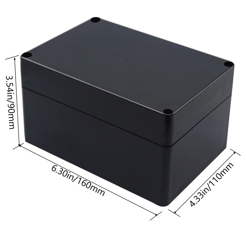 [Australia - AusPower] - Otdorpatio Project Box IP65 Waterproof Junction Box ABS Plastic Black Electrical Boxes DIY Electronic Project Case Power Enclosure 6.3x4.33x3.54 inch (160x110x90 mm) 6.3"x4.33"x3.54" 