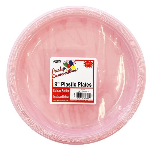 [Australia - AusPower] - Party Dimensions 10 Count Plastic Plate, 9-Inch, Pink 